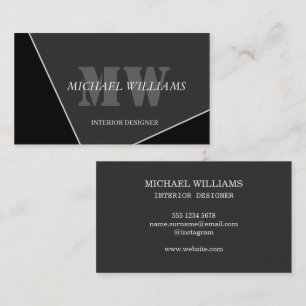 Modern Artistic Grey Black Monogram Business Card