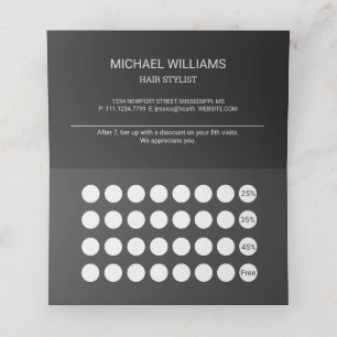 Modern Artistic Grey Black Monogram Loyalty Card