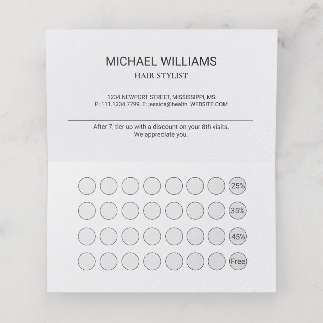 Modern Artistic Grey Black Monogram Loyalty Card (Inside Unfolded)