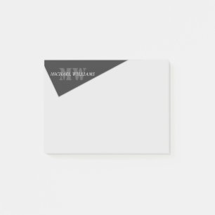 Modern Artistic Grey Black Monogram Post-it Notes