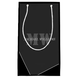 Modern Artistic Grey Black Monogram Small Gift Bag