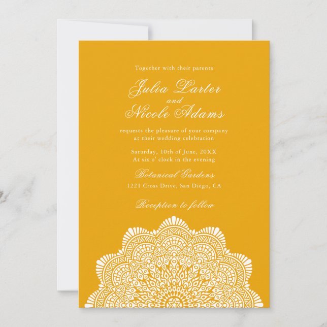 Modern Artistic Motif Style Mandala Wedding Invitation (Front)