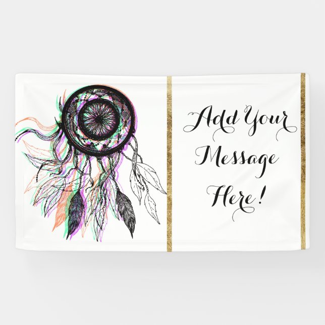 Modern Artistic Native American Dreamcatcher Banner (Horizontal)