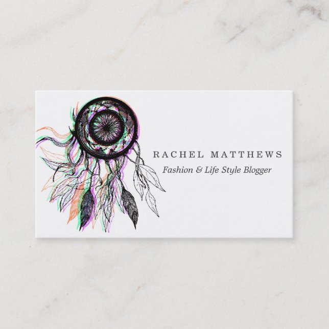 Modern Artistic Native American Dreamcatcher Business Card (Front)