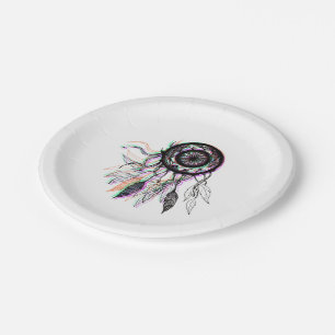 Modern Artistic Native American Dreamcatcher Paper Plate