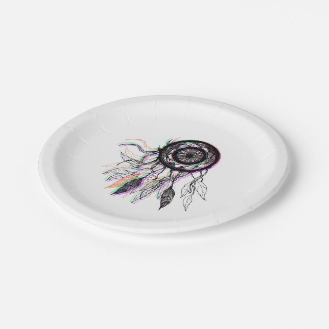 Modern Artistic Native American Dreamcatcher Paper Plate (Angled)