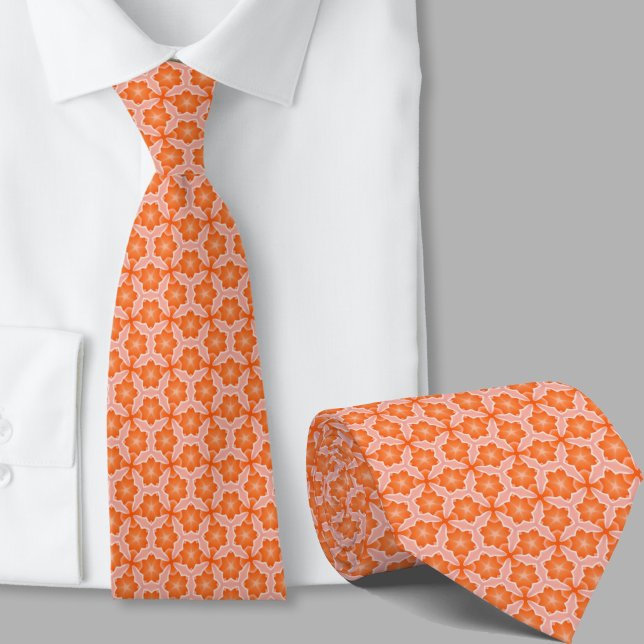 Modern Artistic Orange Geometric Pattern Necktie (Creator Uploaded)