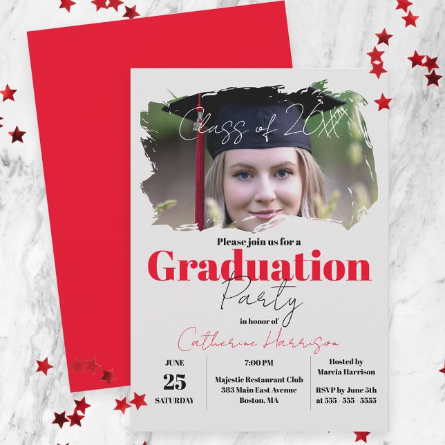 Modern Artistic Photo Portrait Graduation Party Invitation (Creator Uploaded)
