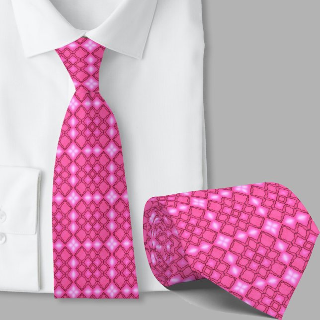 Modern Artistic Pink Geometric Pattern Necktie (Creator Uploaded)