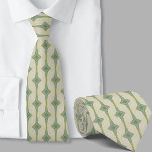 Modern Artistic Sage Green Pattern Necktie