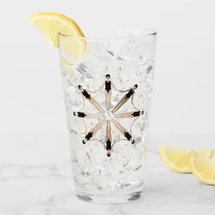 Modern Artistic Synchronised Swimmers Gold Dots Glass