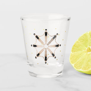 Modern Artistic Synchronized Swimmers Gold Dots Shot Glass