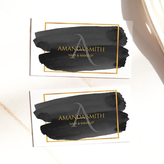 Modern Artistic Watercolor and Gold   Business Card (Creator Uploaded)