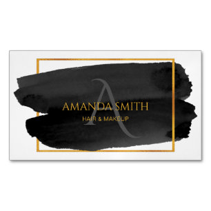Modern Artistic Watercolor and Gold  Magnetic Business Card