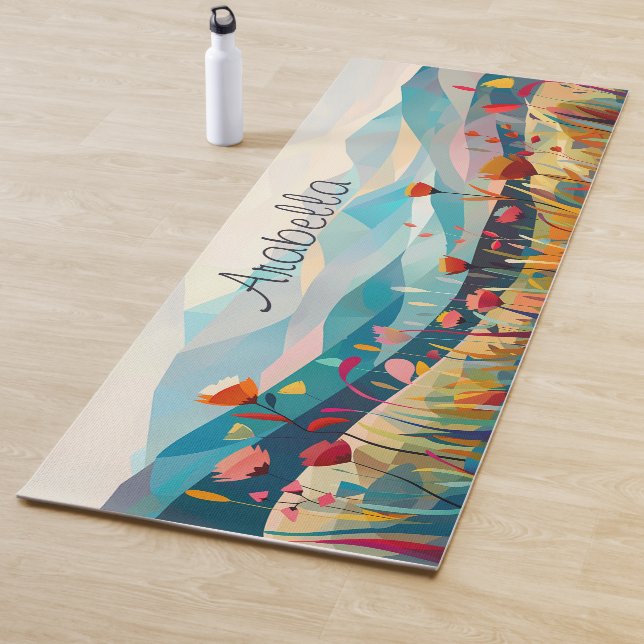 Modern Artistic Watercolor Drawing Meditation Yoga Mat (In Situ)