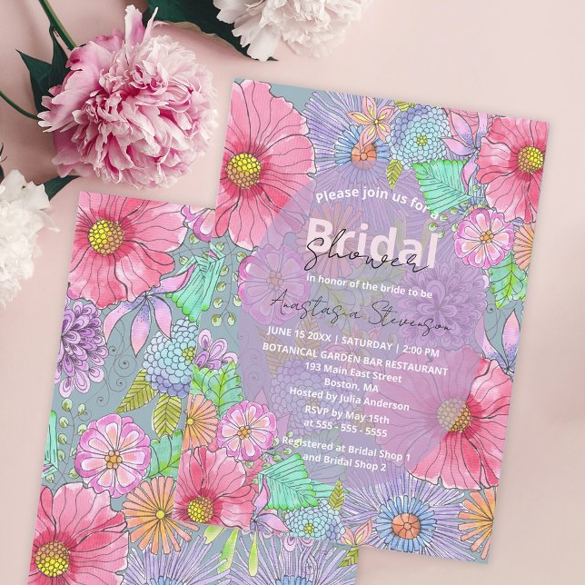 Modern Artistic Watercolor Floral Bridal Shower  Invitation (Creator Uploaded)