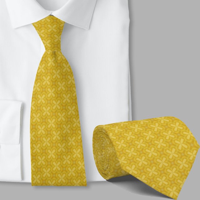 Modern Artistic Yellow Geometric Pattern Necktie (Creator Uploaded)
