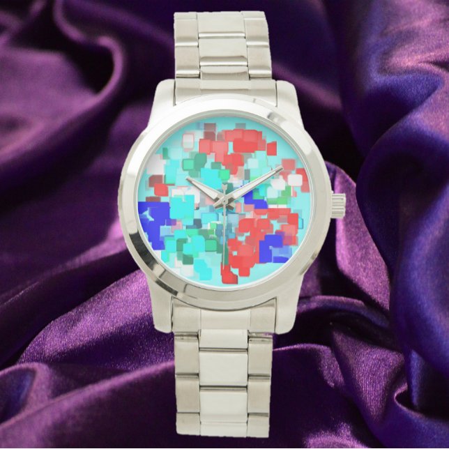 Modern Artsy Abstract Red Blue Watch (Creator Uploaded)