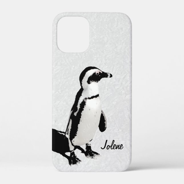 Modern Artsy Black White Penguin Case-Mate iPhone Case (Back)