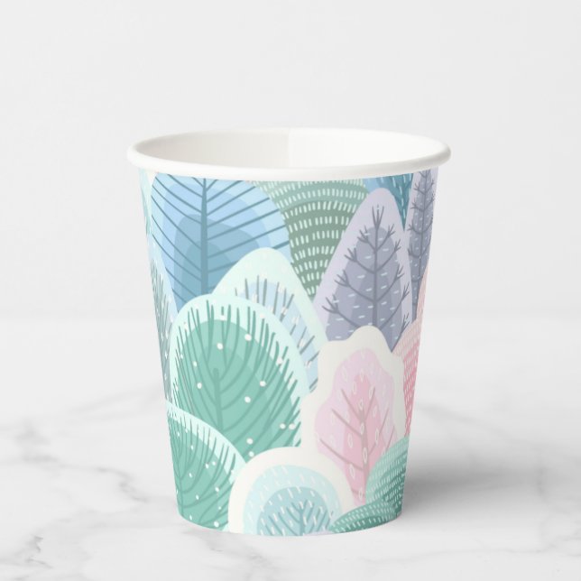 Modern Artsy Winter Trees Paper Cups (Left)