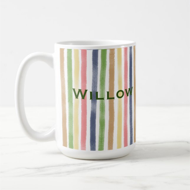 Modern Arty Paint Wavy Lines Colourful Pattern&Nam Coffee Mug (Left)