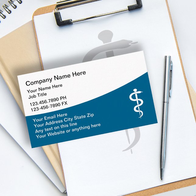 Modern Asclepius Rod Medical Theme Business Cards (Creator Uploaded)