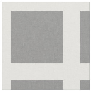 Modern Ash Grey Windowpane Squares on White Fabric