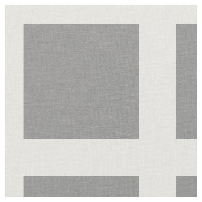 Modern Ash Grey Windowpane Squares on White Fabric (Close Up)