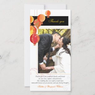Modern Asian Lanterns Wedding Thank You Photo Card