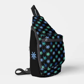 Modern AsteriskS Ocean Colours On Black-Personalis Sling Bag