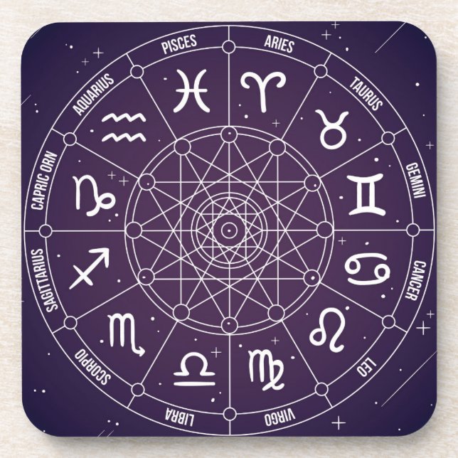 Modern Astrology Wheel zodiac gift Coaster (Front)