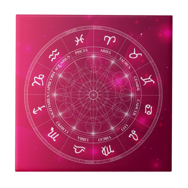 Modern Astrology Wheel zodiac gift Tile (Front)