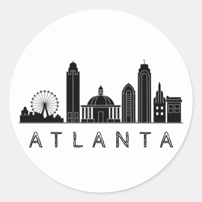 Modern Atlanta Georgia Stylised  Skyline Classic Round Sticker (Front)