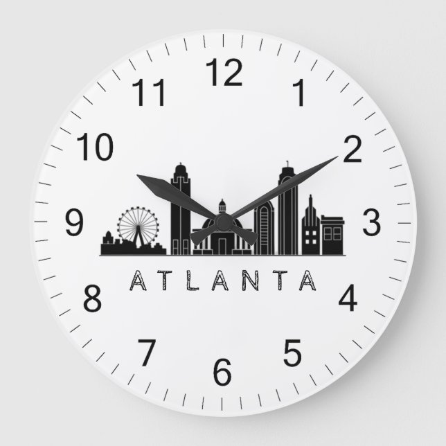 Modern Atlanta Georgia Stylised  Skyline Large Clock (Front)