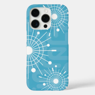 Modern Atomic Sputnik Snowflake Christmas Aqua iPhone 16 Pro Case