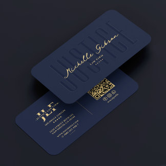 Modern Attorney Lawyer Law Firm Monogram Navy Blue Business Card