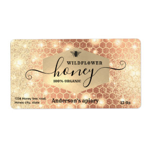 Modern attractive sparkle gold bee script honey la