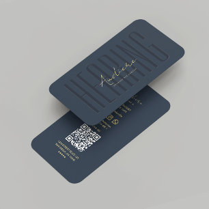 Modern Audiologist Hearing Aid Dark Blue Business Card