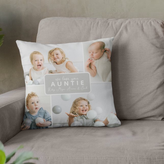 Modern Auntie 4 Photo Grey Cushion (Creator Uploaded)