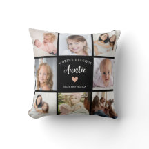 Modern Auntie Custom Photo Collage Pink Heart