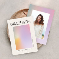 Modern aura pink graduation rainbow photo girly 