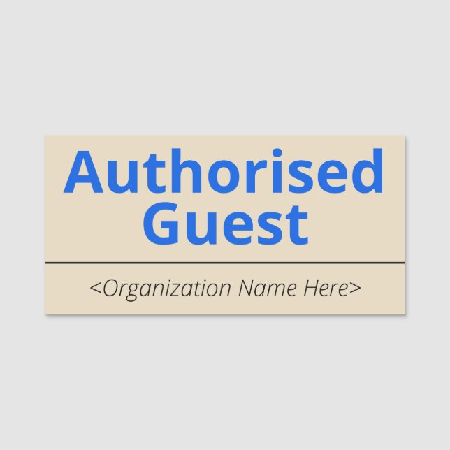Modern "Authorised Guest" Name Tag (Front)