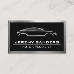 Modern Auto Car Logo Metallic Shine Border Business Card