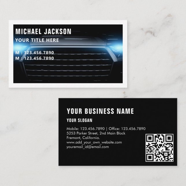 modern Auto Detailing / Repair blue Business Card (Front/Back)
