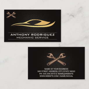Modern Auto Logo   Carbon Fibre   Wrenches Business Card