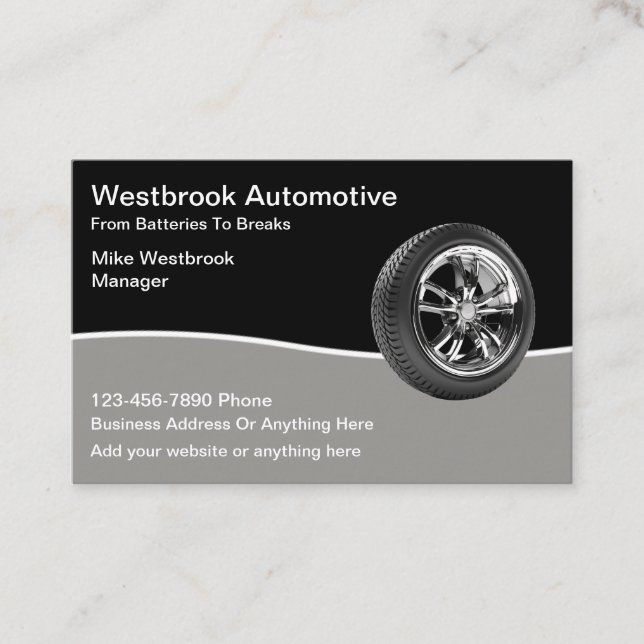 Modern Automotive Service With Logo Templ Business Card (Front)