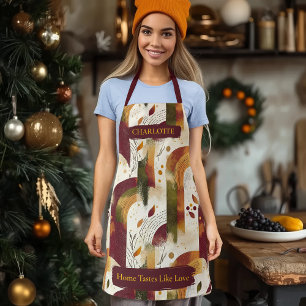 Modern Autumn Arch Pattern Apron with Custom Name