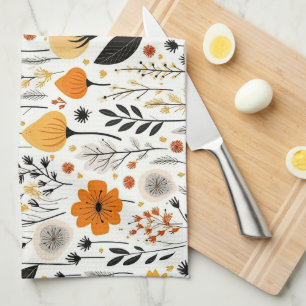 Modern Autumn Fall Boho Botanical Floral  Tea Towel