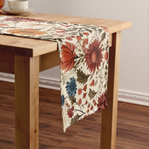 Modern Autumn Fall Botanical Floral  Long Table Runner