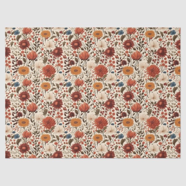 Modern Autumn Fall Botanical Floral  Tissue Paper (Front)